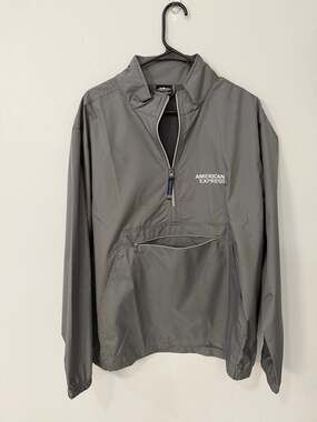 Charles River Apparel Pack-N-Go Men's Gray Half-Zip Anorak Windbreaker Amex